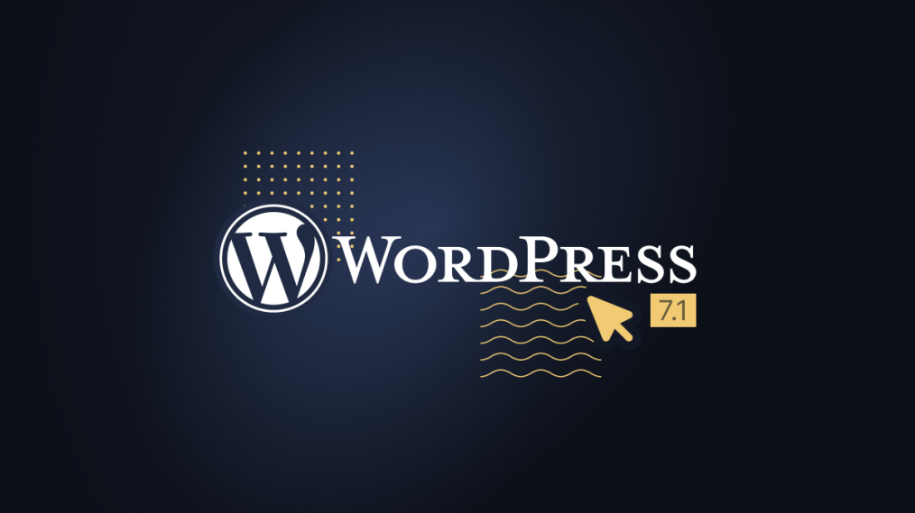 WordPress logo with version number 7.1 printed below it, with a cursor hovering near it.